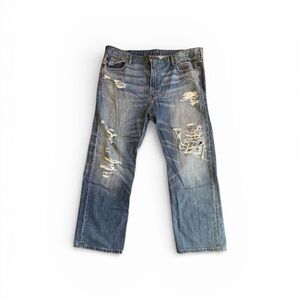 Levi’s 569 Relaxed Fit Jeans Mens 42x32 Distressed Blue Denim